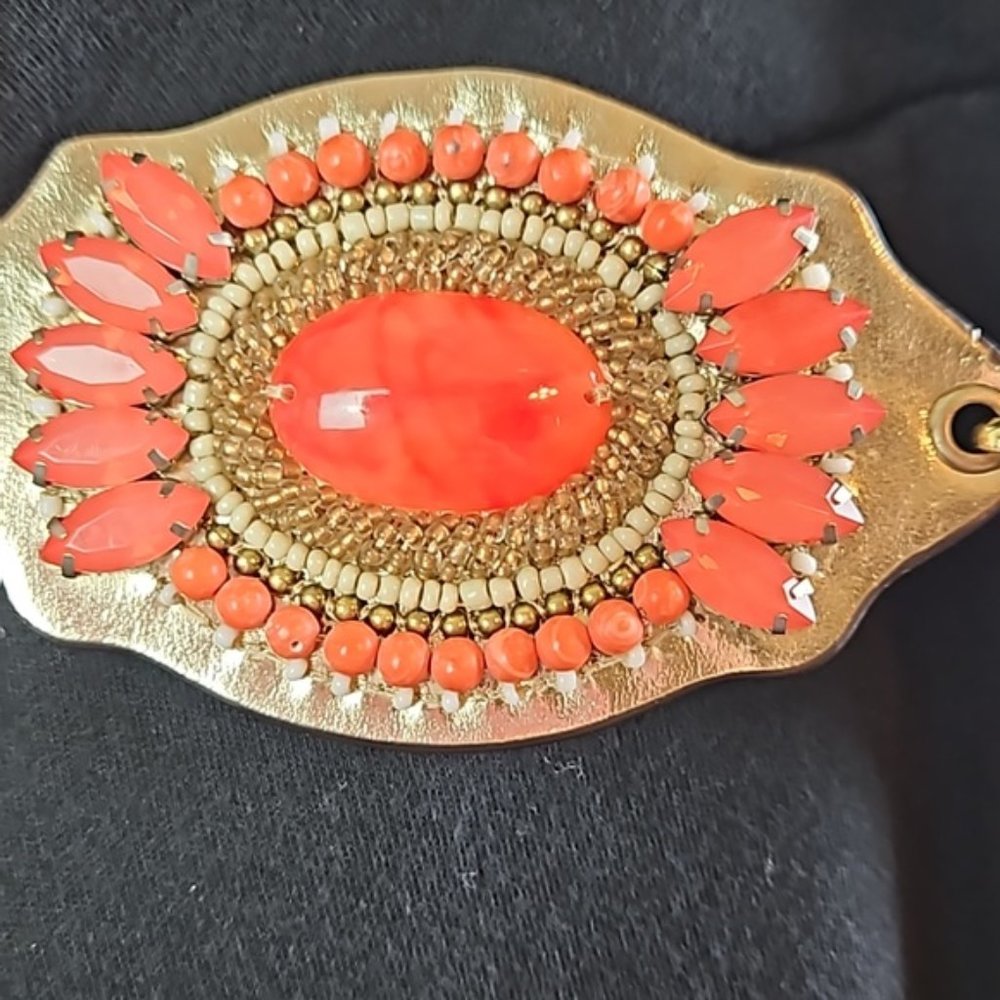 Chico's | NWT Women's Multi Avery Beaded Gold Chain Leather Belt Sz S/M - Picture 5 of 13